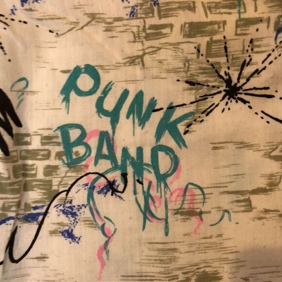 Rare 1980’s Vintage graffiti “Punk Band” Short-Sleeved Button Down - Picture 2 of 7